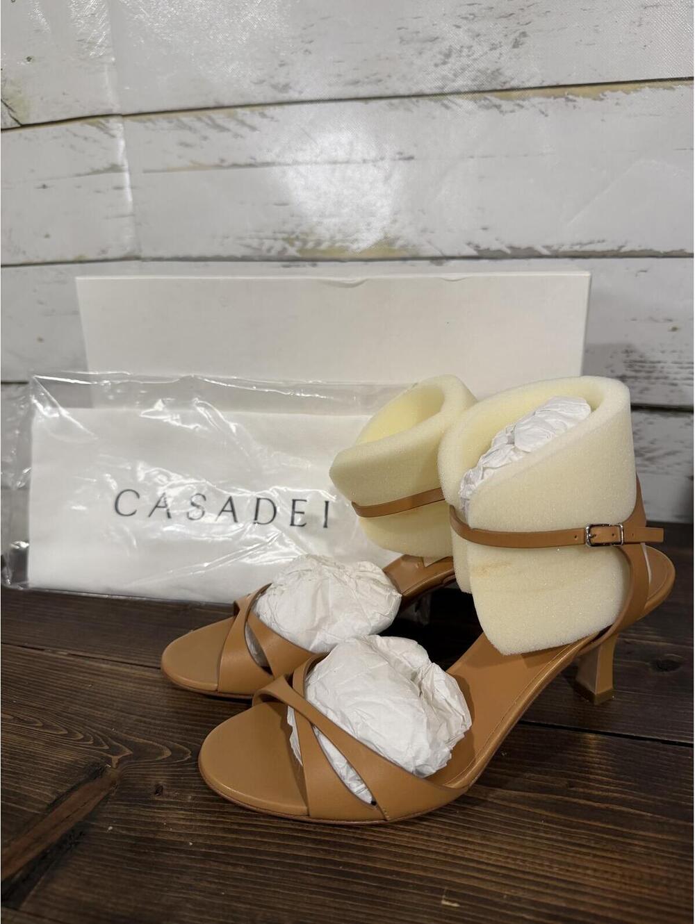 NIB Casadei Italy Tan Leather Ankle Strap Sandals Heels EU 36 Made in Italy